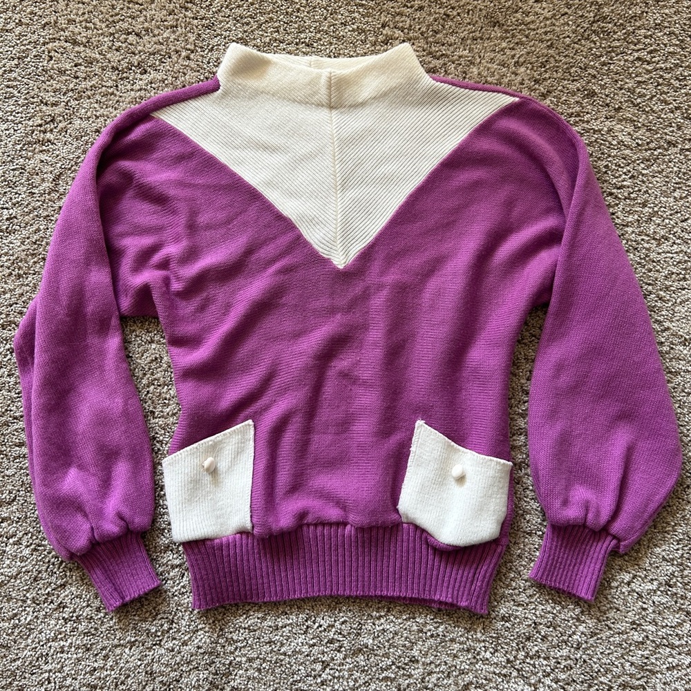 Vintage Purple and Cream Women's Sweater